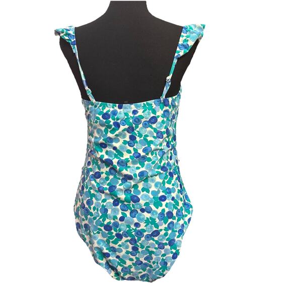 J Crew Swimsuit Womens 12 One Piece Bathing Suit NO TIE BELT Blueberry Print - Picture 4 of 11